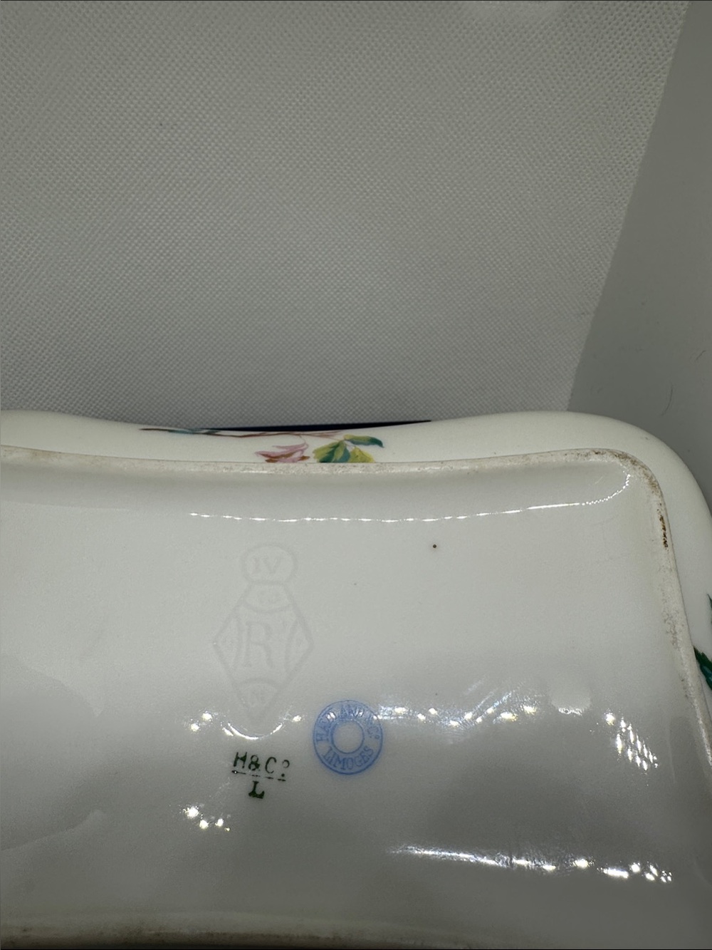 Limoges White Porcelain Tray with Pastel Floral Highlights
